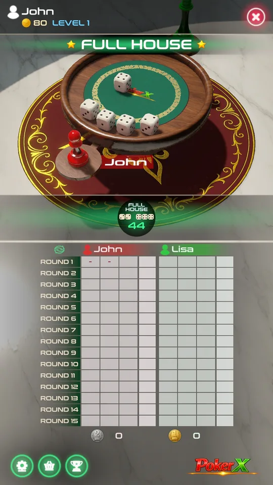 PokerMax showing a full house